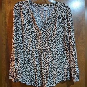 Old Navy Leopard Print Blouse L